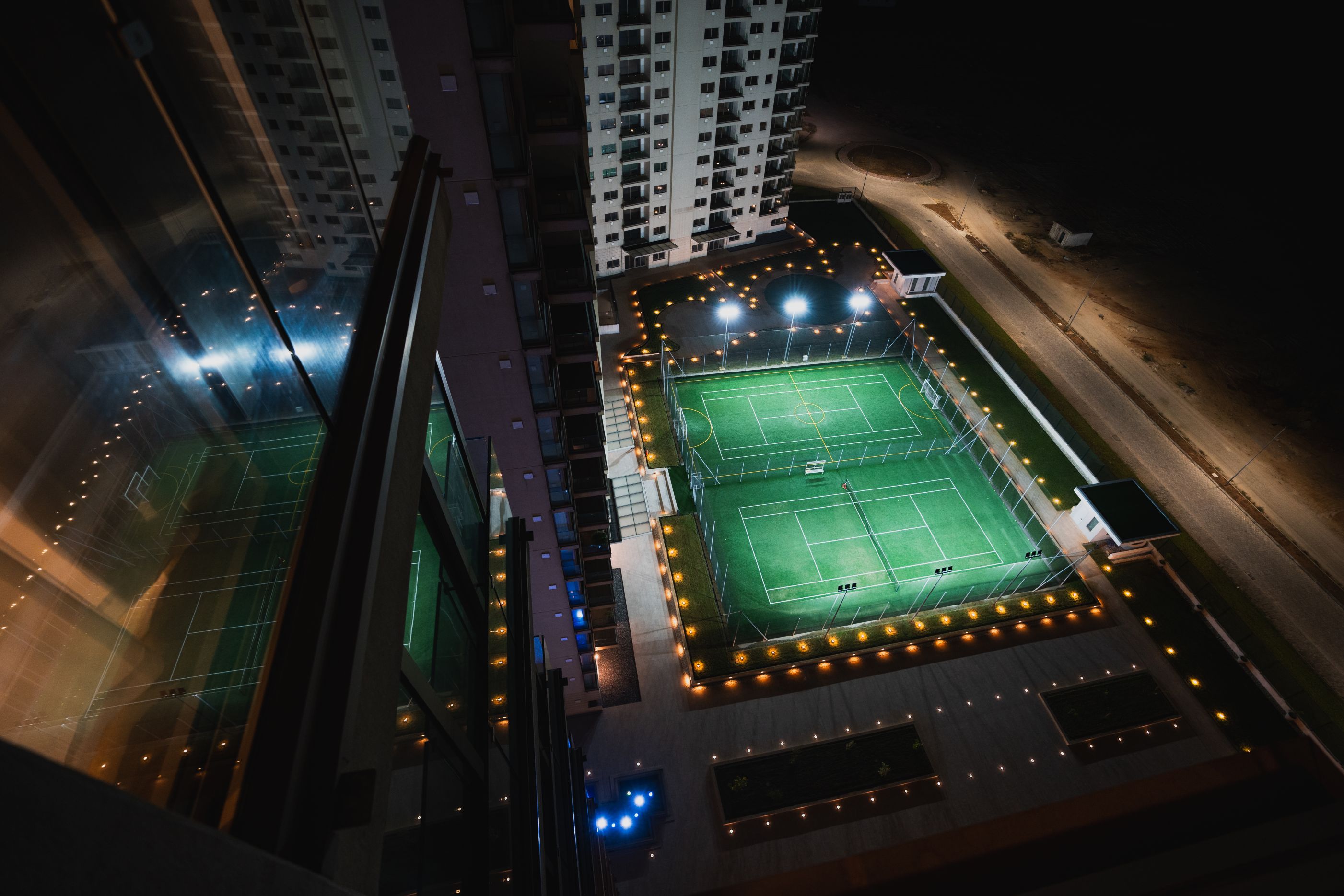 Tennis court and aerial view at Heliconia Park Lagos